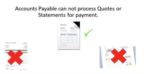 Accounts payable can not process Quotes or Statements for payment